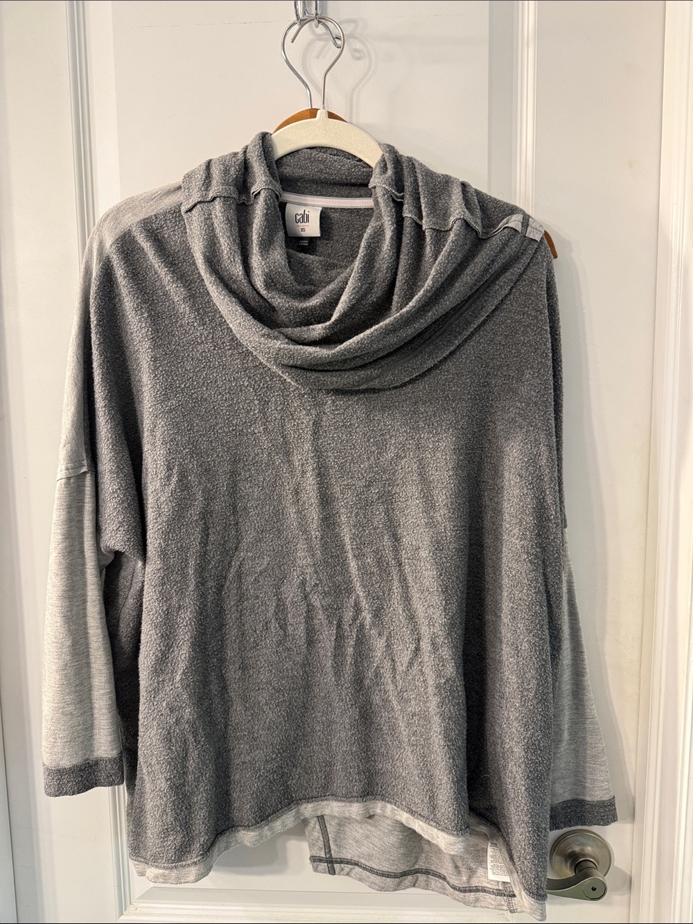 CAbi Gray Draped Cowl Neck Sweater